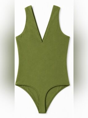 Abercrombie & Fitch Olive Green V-Neck One Piece Bodysuit